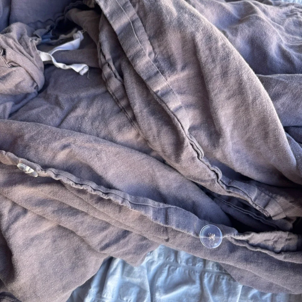 Restoration Hardware Duvet Cover Full/Queen Purple Stonewashed Belgian Linen